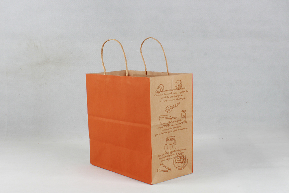 橙色時(shí)尚打包牛皮紙袋定制