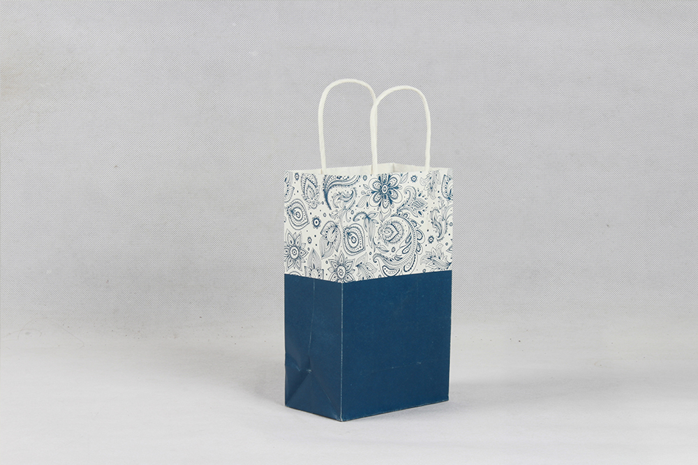 藍(lán)色花紋時(shí)尚牛皮紙袋