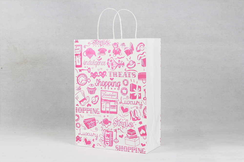 時(shí)尚粉色購(gòu)物牛皮紙袋